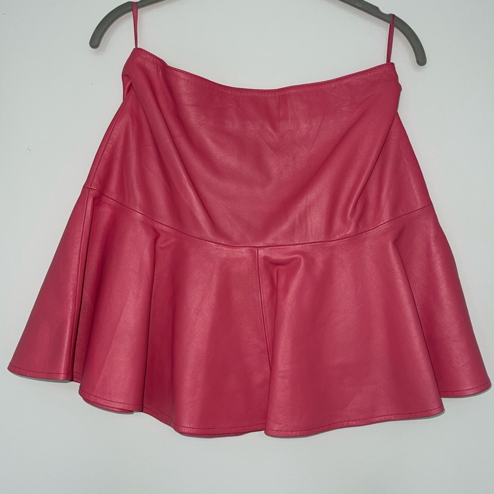 Leather short  skirt.